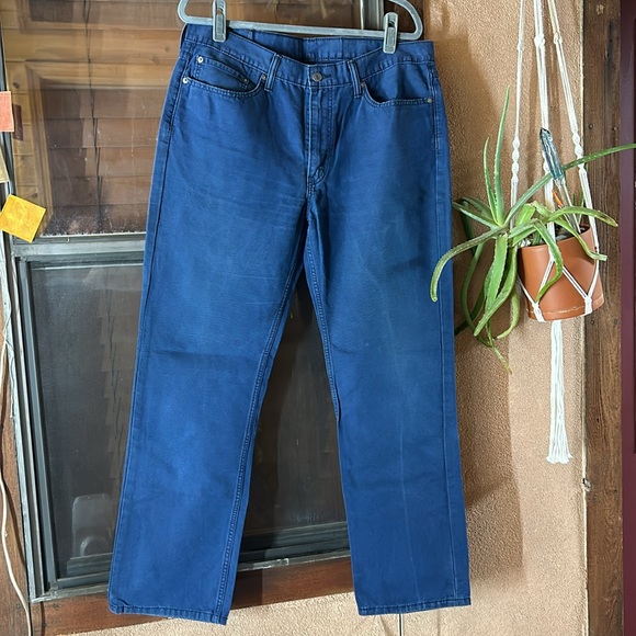 Xl Men’s Levi White Tab Navy Blue 100% Cotton Canvas Jean Material Size W32”L36” - Picture 5 of 9